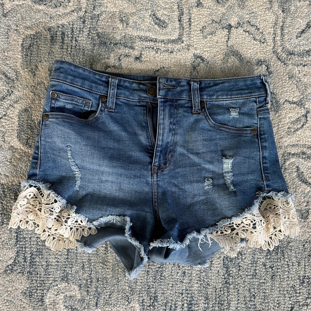 Altar'd State Jean & Lace Shorts